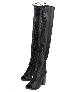 Milwaukee Performance MBL9421 Women's Black Lace-Up Knee-High Boots With Open Toe Riding Gear