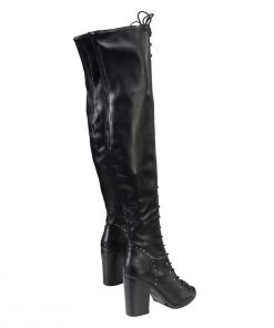 Milwaukee Performance MBL9421 Women's Black Lace-Up Knee-High Boots With Open Toe Riding Gear