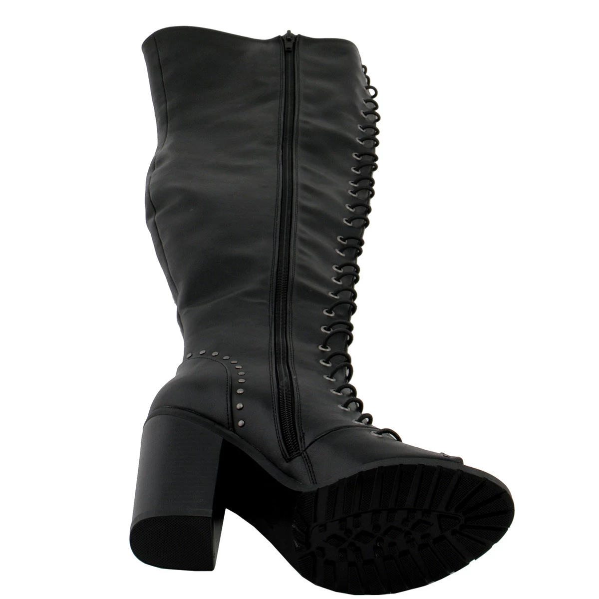 Milwaukee Performance MBL9421 Women's Black Lace-Up Knee-High Boots With Open Toe Riding Gear