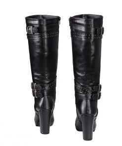 Milwaukee Performance Riding Gear Milwaukee Leather MBL9422 Women's Tall Black Studded Strap Boots With Platform Heel