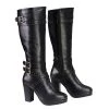 Milwaukee Performance Riding Gear Milwaukee Leather MBL9422 Women's Tall Black Studded Strap Boots With Platform Heel