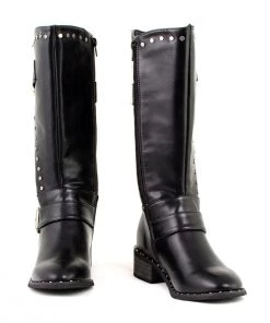 Milwaukee Leather MBL9423 Women's Black Studded Boots With Studded Outsole