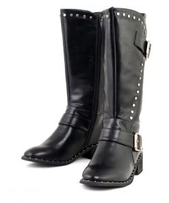 Milwaukee Leather MBL9423 Women's Black Studded Boots With Studded Outsole
