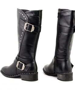Milwaukee Leather MBL9423 Women's Black Studded Boots With Studded Outsole