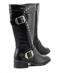 Milwaukee Leather MBL9423 Women's Black Studded Boots With Studded Outsole
