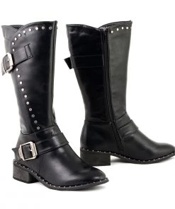 Milwaukee Leather MBL9423 Women's Black Studded Boots With Studded Outsole