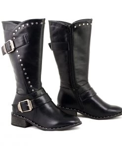 Milwaukee Leather MBL9423 Women's Black Studded Boots With Studded Outsole