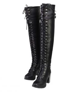 Riding Gear Milwaukee Performance MBL9424 Women's Black Above The Knee Boots With Lace-Up Closure