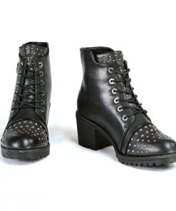 Milwaukee Performance MBL9426 Women's Distress Black Rocker Boots With Studded Instep
