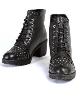 Milwaukee Performance MBL9426 Women's Distress Black Rocker Boots With Studded Instep