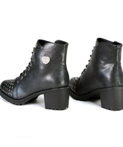 Milwaukee Performance MBL9426 Women's Distress Black Rocker Boots With Studded Instep