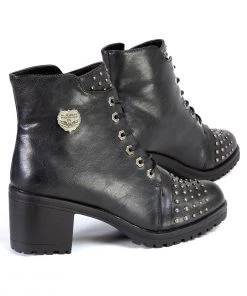 Milwaukee Performance MBL9426 Women's Distress Black Rocker Boots With Studded Instep
