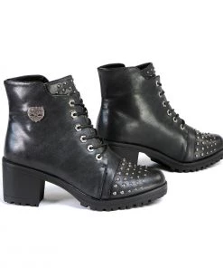 Milwaukee Performance MBL9426 Women's Distress Black Rocker Boots With Studded Instep
