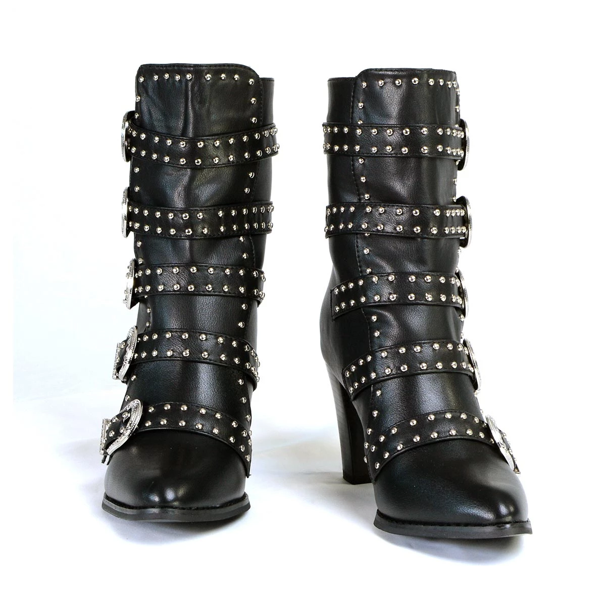 Milwaukee Performance MBL9428 Women's Black Buckle Up Boots With Studded Bling Riding Gear