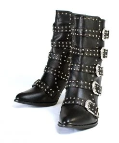 Milwaukee Performance MBL9428 Women's Black Buckle Up Boots With Studded Bling Riding Gear