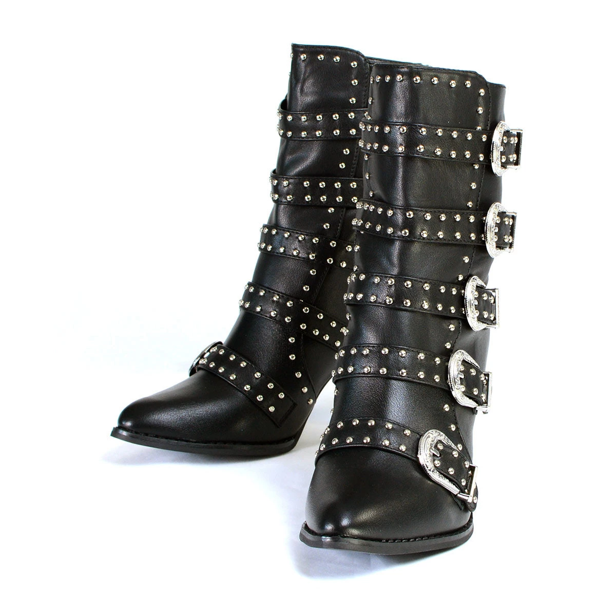 Milwaukee Performance MBL9428 Women's Black Buckle Up Boots With Studded Bling Riding Gear