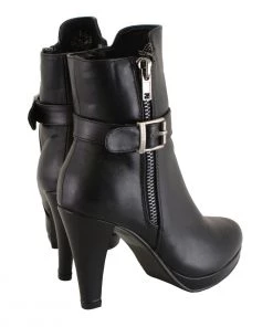 Milwaukee Performance Milwaukee Leather MBL9430 Women's Black Boots With Side Zipper Entry Riding Gear