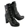 Riding Gear Milwaukee Leather MBL9431 Women's Black Lace-Up Boots With Block Heel And Buckle Strap