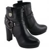 Milwaukee Leather MBL9432 Women's Black Harness Ankle Boots With Block Heel