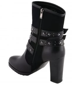 Riding Gear Milwaukee Performance MBL9433 Women's Black Triple Buckle Strap Riding Boots With Block Heel