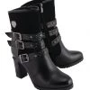 Riding Gear Milwaukee Performance MBL9433 Women's Black Triple Buckle Strap Riding Boots With Block Heel