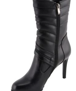 Riding Gear Milwaukee Performance MBL9434 Women's Black High Heel Boots With Zipper Accents