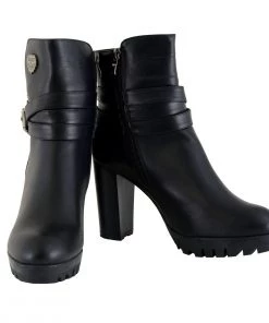 Milwaukee Performance MBL9435 Women's Black Double Strap Side Zipper Boots With Platform Heel