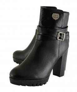 Milwaukee Performance MBL9435 Women's Black Double Strap Side Zipper Boots With Platform Heel