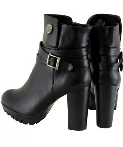 Milwaukee Performance MBL9435 Women's Black Double Strap Side Zipper Boots With Platform Heel