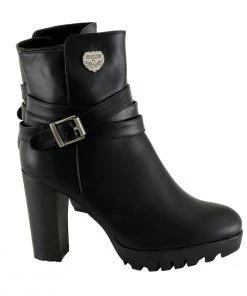 Milwaukee Performance MBL9435 Women's Black Double Strap Side Zipper Boots With Platform Heel