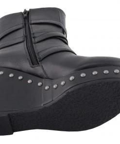 Milwaukee Performance MBL9437 Women's Black Triple Strap Boots With Platform Wedge