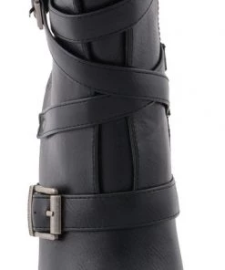 Milwaukee Performance MBL9437 Women's Black Triple Strap Boots With Platform Wedge