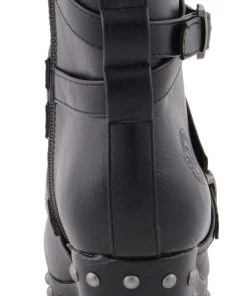 Milwaukee Performance MBL9437 Women's Black Triple Strap Boots With Platform Wedge