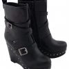 Milwaukee Performance MBL9437 Women's Black Triple Strap Boots With Platform Wedge