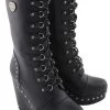 Milwaukee Performance Milwaukee Leather MBL9438 Women's Black Lace-Up Boots With Platform Wedge
