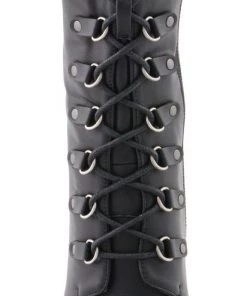 Milwaukee Performance Milwaukee Leather MBL9438 Women's Black Lace-Up Boots With Platform Wedge