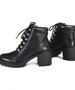Milwaukee Leather Milwaukee Performance Leather MBL9439 Women's ‘Devine’ Black Leather Lace To Toe Boots With Platform Heel Riding Gear