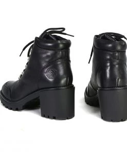 Milwaukee Leather Milwaukee Performance Leather MBL9439 Women's ‘Devine’ Black Leather Lace To Toe Boots With Platform Heel Riding Gear