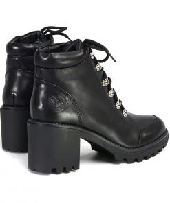 Milwaukee Leather Milwaukee Performance Leather MBL9439 Women's ‘Devine’ Black Leather Lace To Toe Boots With Platform Heel Riding Gear