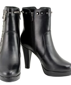 Riding Gear Milwaukee Performance MBL9440 Women's Black Spiked Boots With Side Zippers