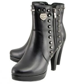 Riding Gear Milwaukee Performance MBL9440 Women's Black Spiked Boots With Side Zippers