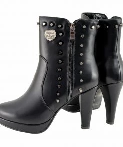 Riding Gear Milwaukee Performance MBL9440 Women's Black Spiked Boots With Side Zippers