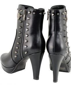 Riding Gear Milwaukee Performance MBL9440 Women's Black Spiked Boots With Side Zippers