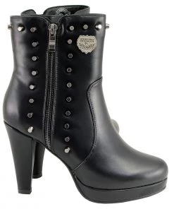 Riding Gear Milwaukee Performance MBL9440 Women's Black Spiked Boots With Side Zippers