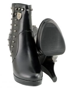 Riding Gear Milwaukee Performance MBL9440 Women's Black Spiked Boots With Side Zippers