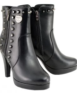 Riding Gear Milwaukee Performance MBL9440 Women's Black Spiked Boots With Side Zippers