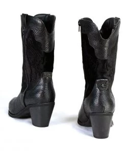 Milwaukee Leather MBL9441 Ladies Black Western Boots With Black Snake Print