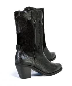 Milwaukee Leather MBL9441 Ladies Black Western Boots With Black Snake Print