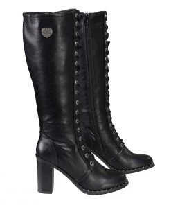 Milwaukee Performance Riding Gear Milwaukee Leather MBL9442 Women Black Lace-Up Tall Boots With Platform Heel