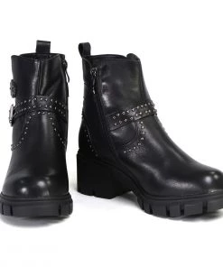 Milwaukee Leather Milwaukee Performance Leather MBL9446 Women's ‘Siren’ Black Leather Studded Boots With Side Zipper Entry